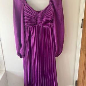 Vici Purple Ruched Maxi Dress with Square Neckline